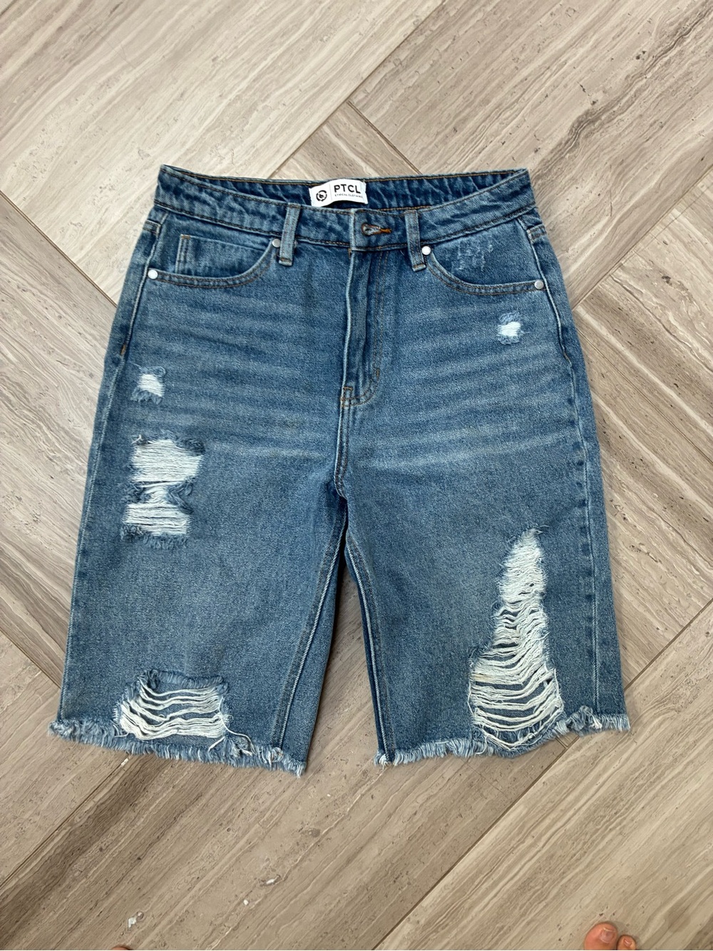 PTCL Women's Distressed Denim Bermuda Shorts • Nordstrom